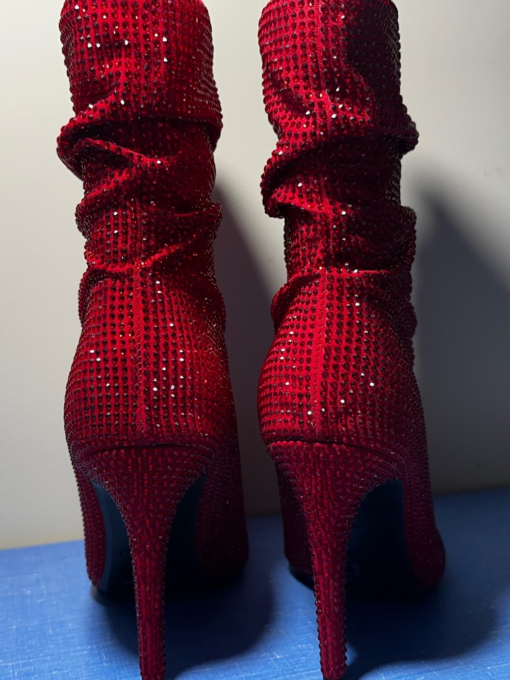Nine West Red Crystal Slouch Stiletto Boots - Picture 6 of 12